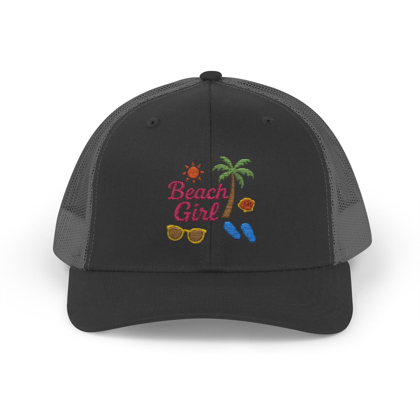 Beach Girl Trucker Hat – Embroidered Summer Vibes Hat for Coastal Queens
