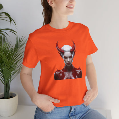 Fierce Devil Woman Halloween Shirt – Seductive Demon Graphic Tee for Bold Halloween Style