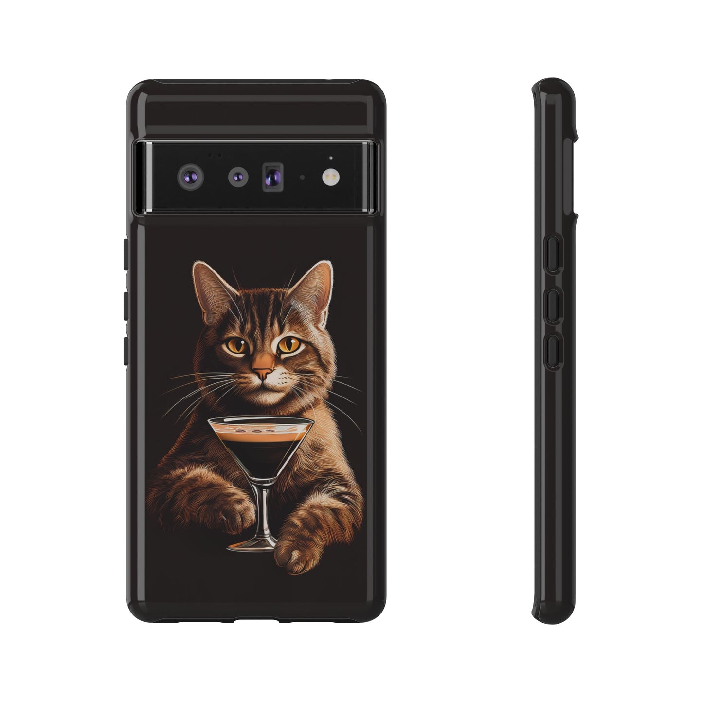 Sophisticated Cat with Espresso Martini Cell Phone Case 001