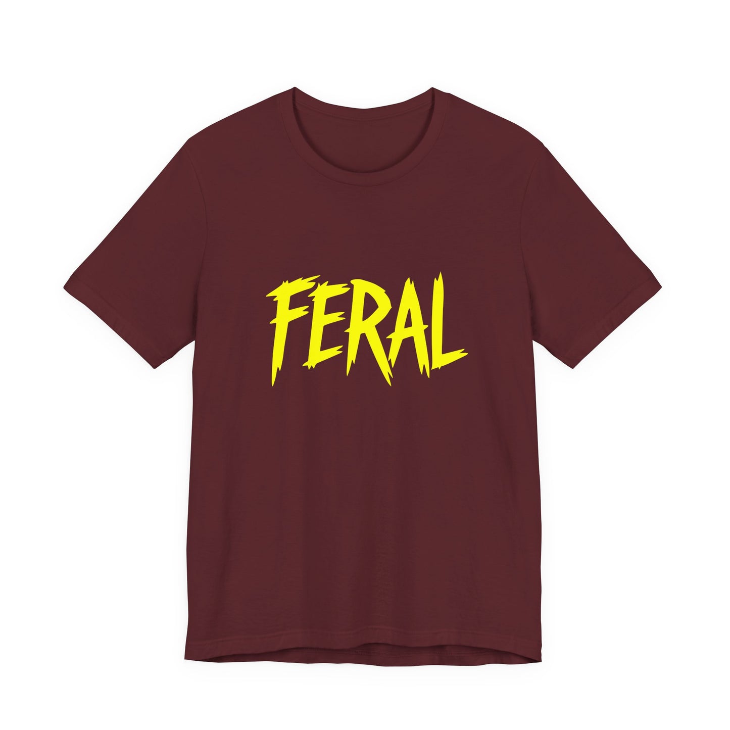 Colorful Design FERAL Shirt – Bright Yellow Chaos Tee for Women Who Are Loud, Wild, and Loving It. Unisex Jersey Short Sleeve Tee