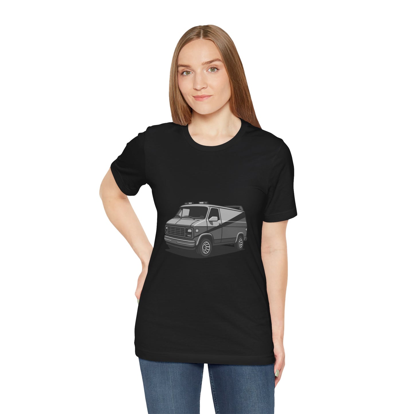 Retro Van Graphic Tee Dark Theme – 80s Vector Design with Classic Adventure Vibes