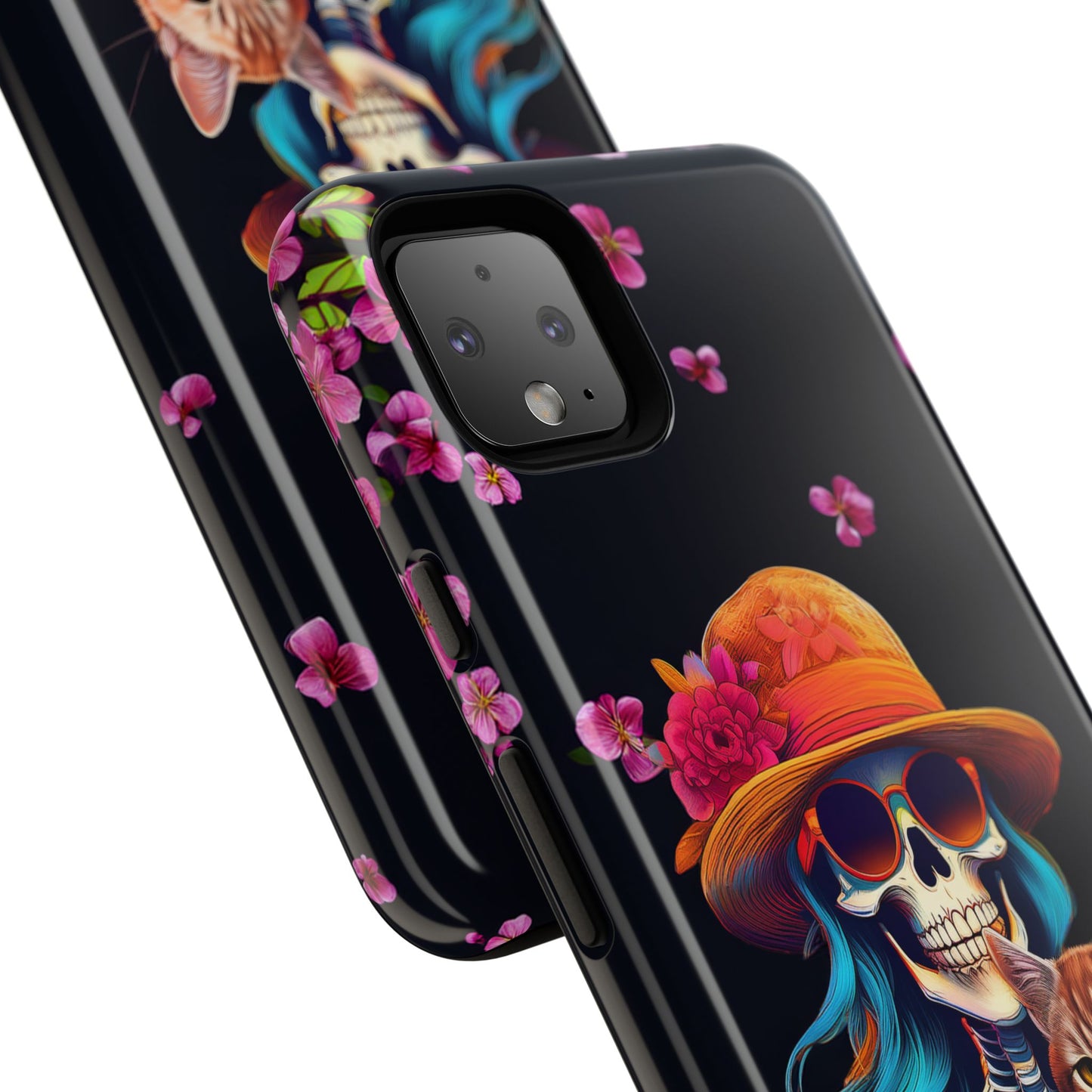 Skeleton holding a Cat Cell Phone Case 001