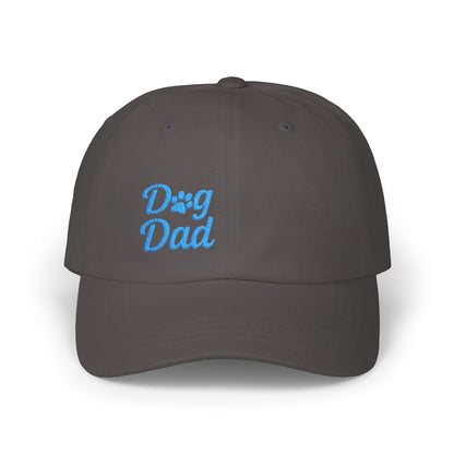 Dog Dad Classic Dad Hat – Embroidered Minimalist Dog Face Hat for Proud Pet Dads and Canine Companions. Blue Letters