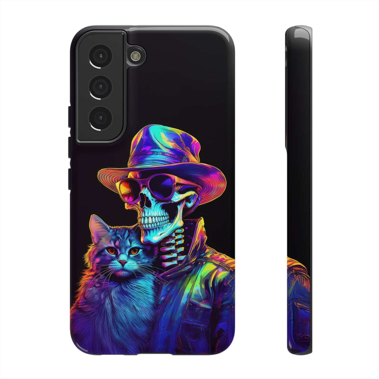 Skeleton holding a Cat Cell Phone Case 002