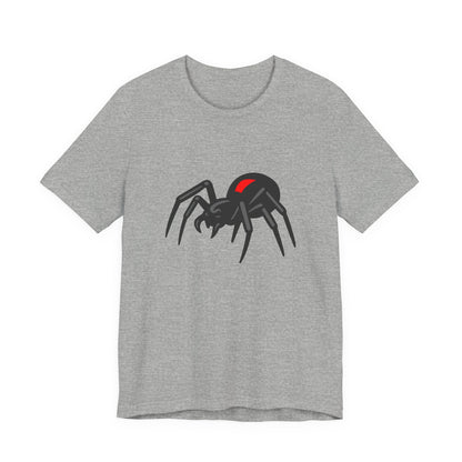 Black Widow Spider Graphic Tee Dark Theme – Deadly Cool Vector Design with Red Mark Accent