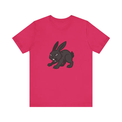 Angry Bunny Graphic T-Shirt – Fierce Black Rabbit Dark Theme Design on Dark Tee for Streetwear, Gym Style, or Bold Animal Aesthetic. Unisex Jersey Short Sleeve Tee