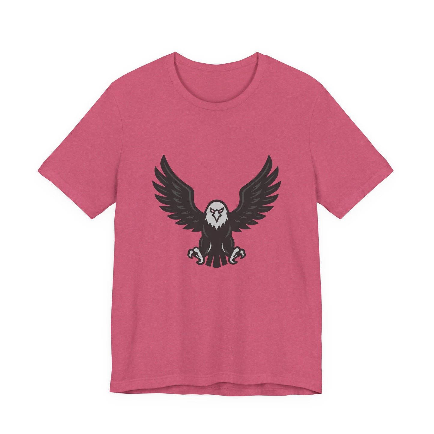 Eagle Wings Graphic T-Shirt – Dark Theme Grayscale Soaring Predator Design on Black Tee with Intensity and Modern Ghost Effect. Unisex Jersey Short Sleeve Tee