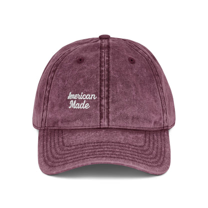 American Made Vintage Hat – Embroidered Patriotic Hat with Retro Script for USA Pride and Everyday Freedom