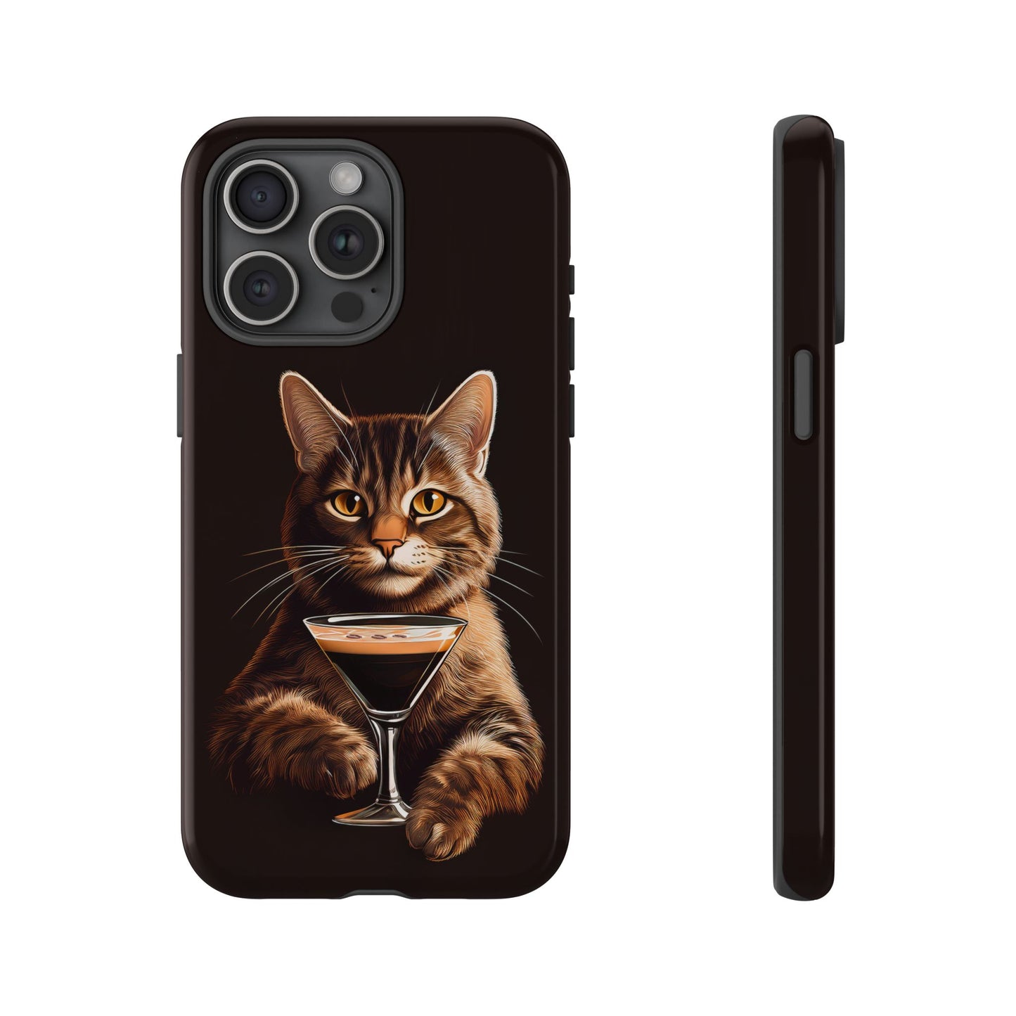 Sophisticated Cat with Espresso Martini Cell Phone Case 001