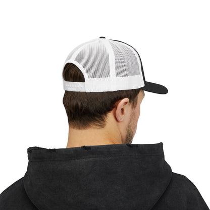 Good Vibes Trucker Hat – Embroidered Retro Text Hat for Positive Vibes, Chill Style, and Everyday Feel-Good Energy. Orange Letters