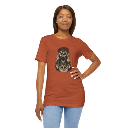 Screaming Skeleton Bride Halloween Shirt – Gothic Undead Bride Graphic Tee for Spooky Season Horror Fans