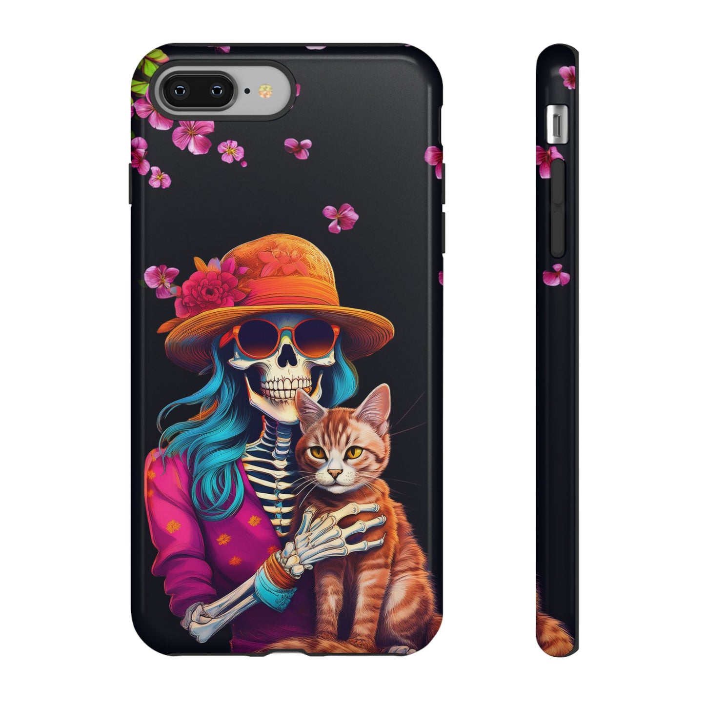 Skeleton holding a Cat Cell Phone Case 001