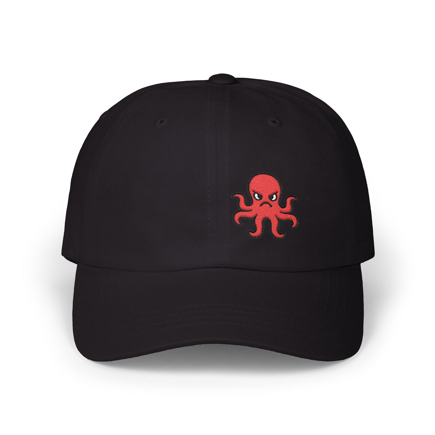 Angry Octopus Classic Dad Hat – Embroidered Red Sea Creature Hat with Bold Attitude and Cartoon Vibes