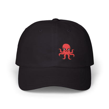 Angry Octopus Classic Dad Hat – Embroidered Red Sea Creature Hat with Bold Attitude and Cartoon Vibes