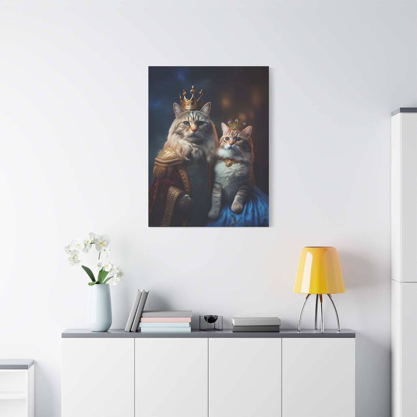 The Royal King and Queen of Meowsington Canvas Art | Stretched Matte Wall Decor 002