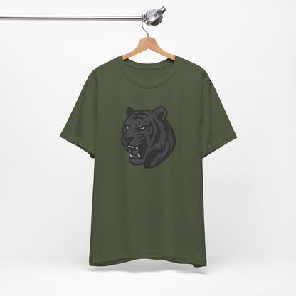 Tiger Head Graphic Tee Dark Theme – Fierce Vector Design with Bold Monochrome Detail
