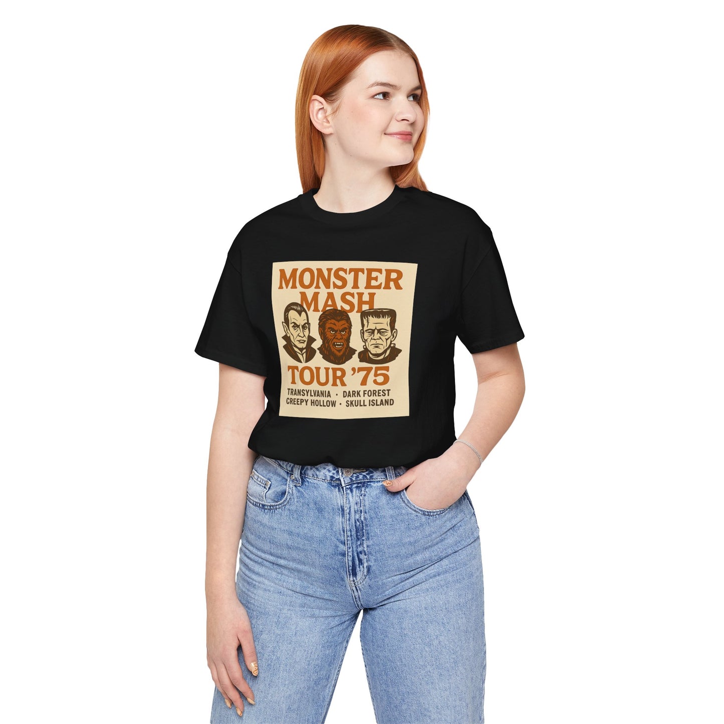 Monster Mash Tour '75 Halloween Shirt – Vintage Horror Band Tee Featuring Dracula, Wolfman, Frankenstein