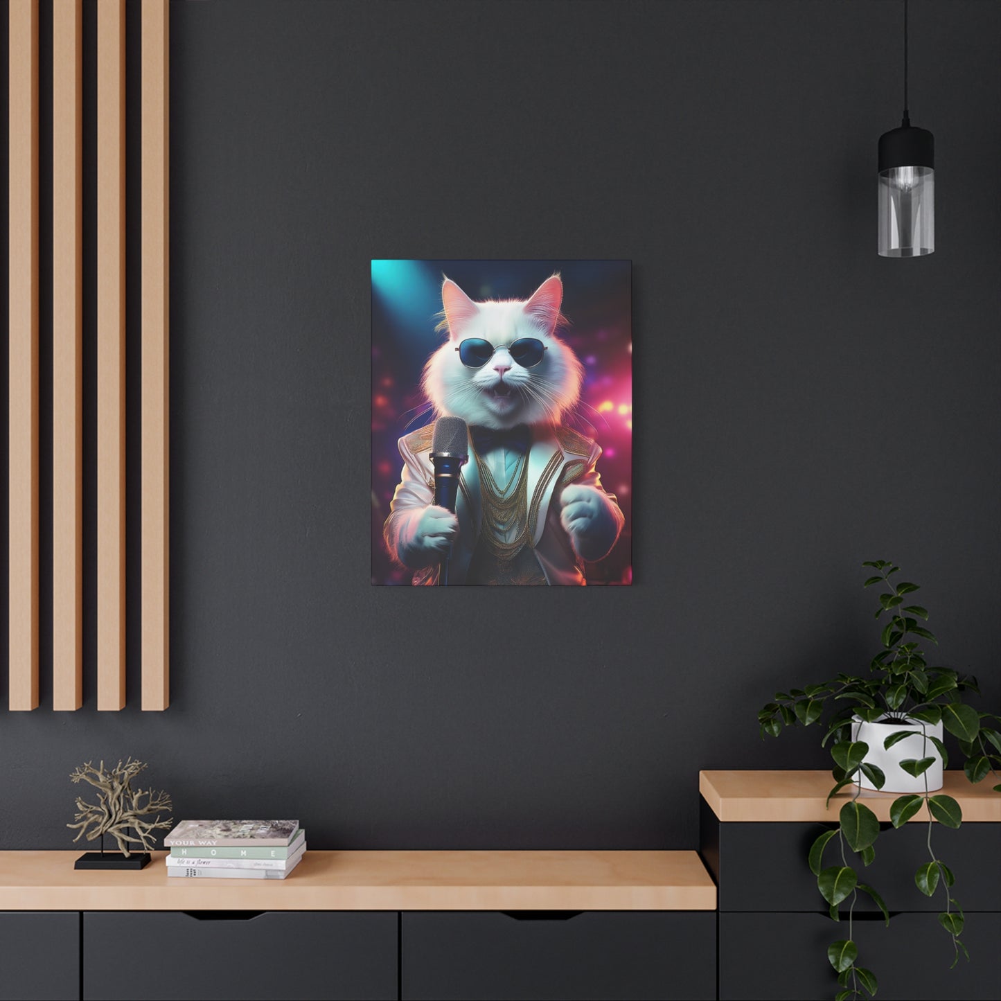 Purr-fectly Cool Lounge Cat Canvas Art | Stretched Matte Wall Decor 002