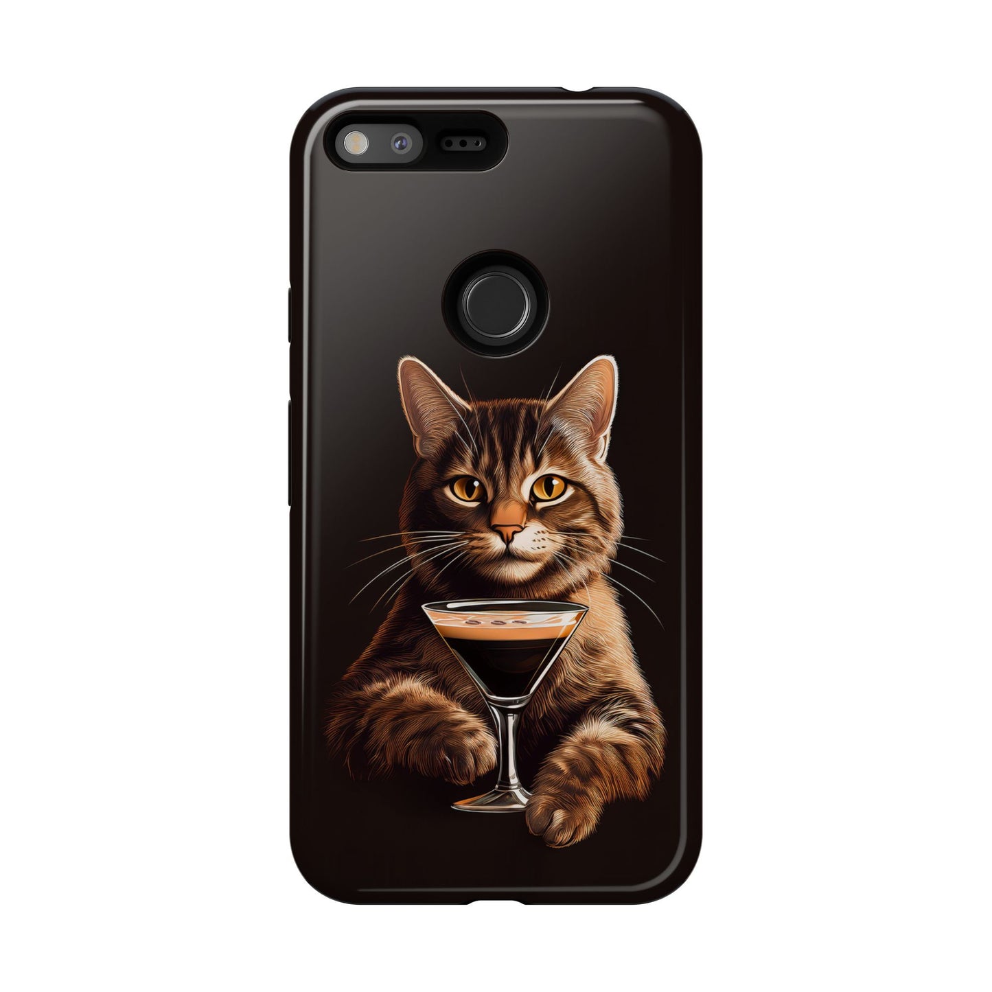 Sophisticated Cat with Espresso Martini Cell Phone Case 001