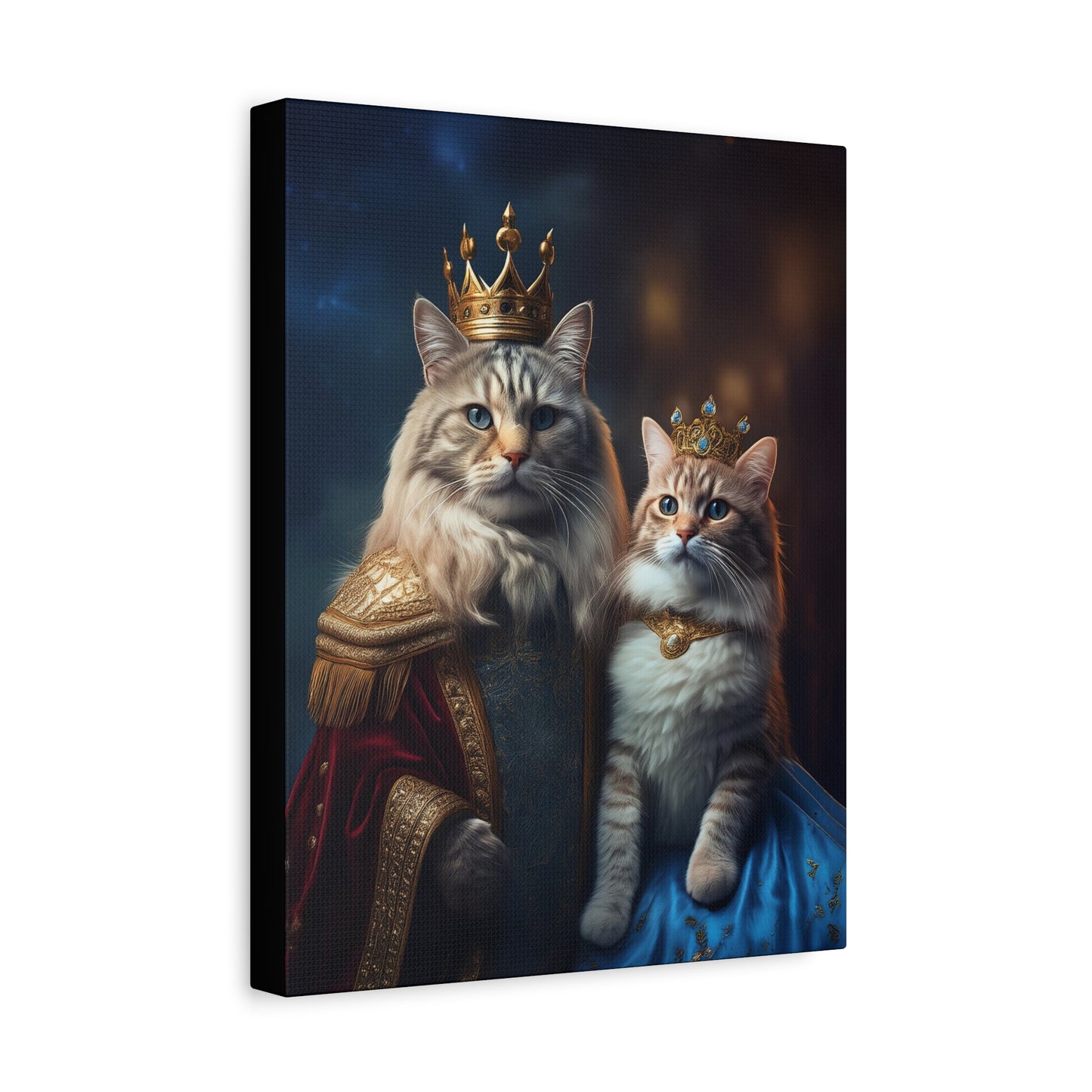 The Royal King and Queen of Meowsington Canvas Art | Stretched Matte Wall Decor 002