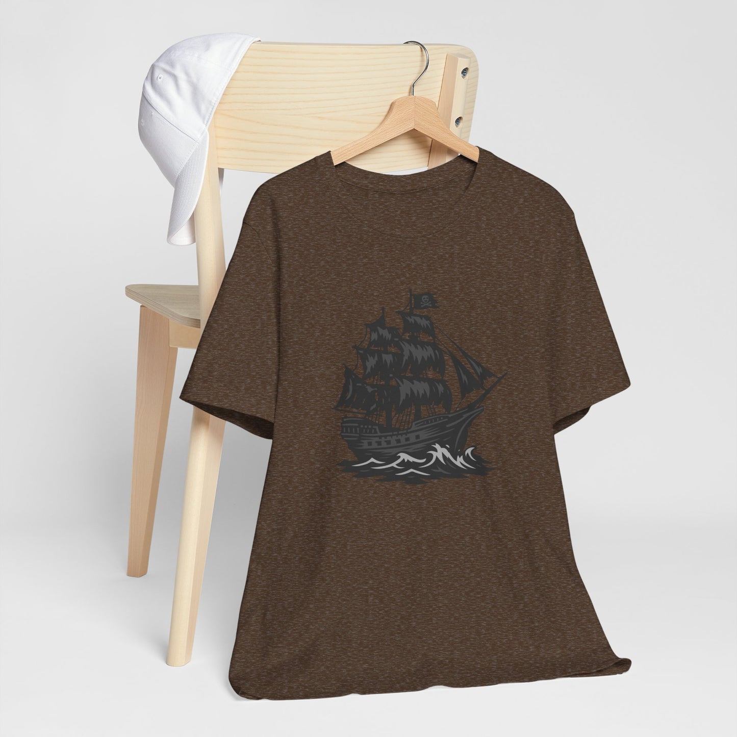 Pirate Ship Graphic Tee Dark Theme – Bold Vector Design with Ghostly Ocean Vibes