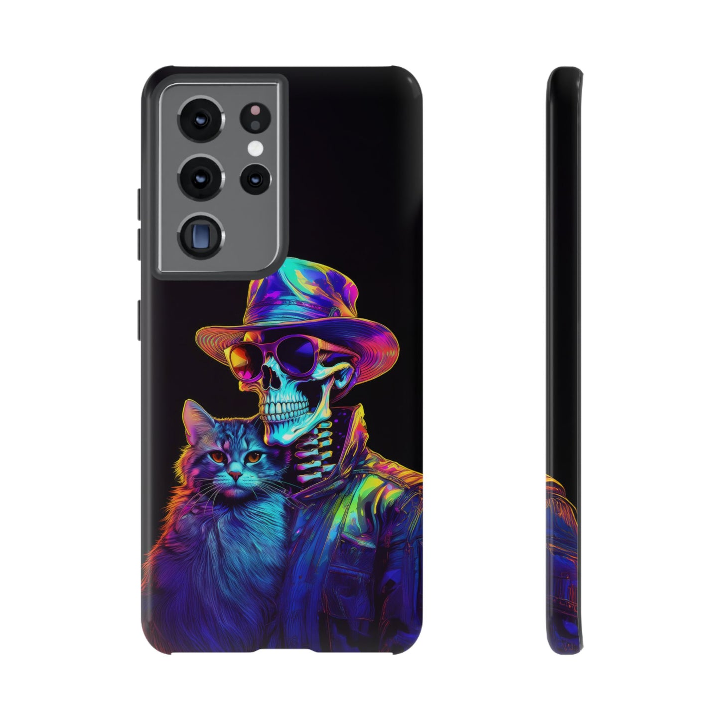 Skeleton holding a Cat Cell Phone Case 002