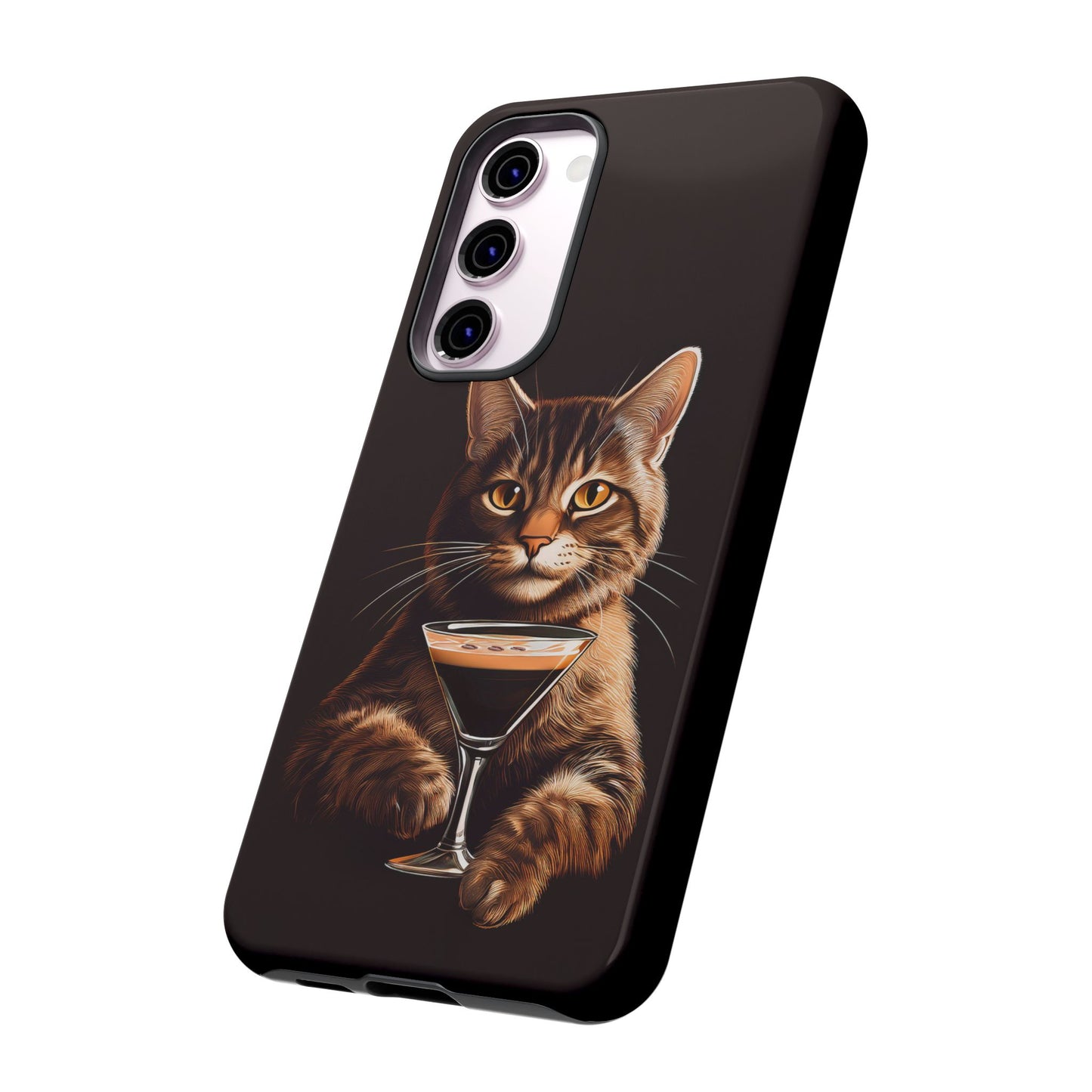 Sophisticated Cat with Espresso Martini Cell Phone Case 001