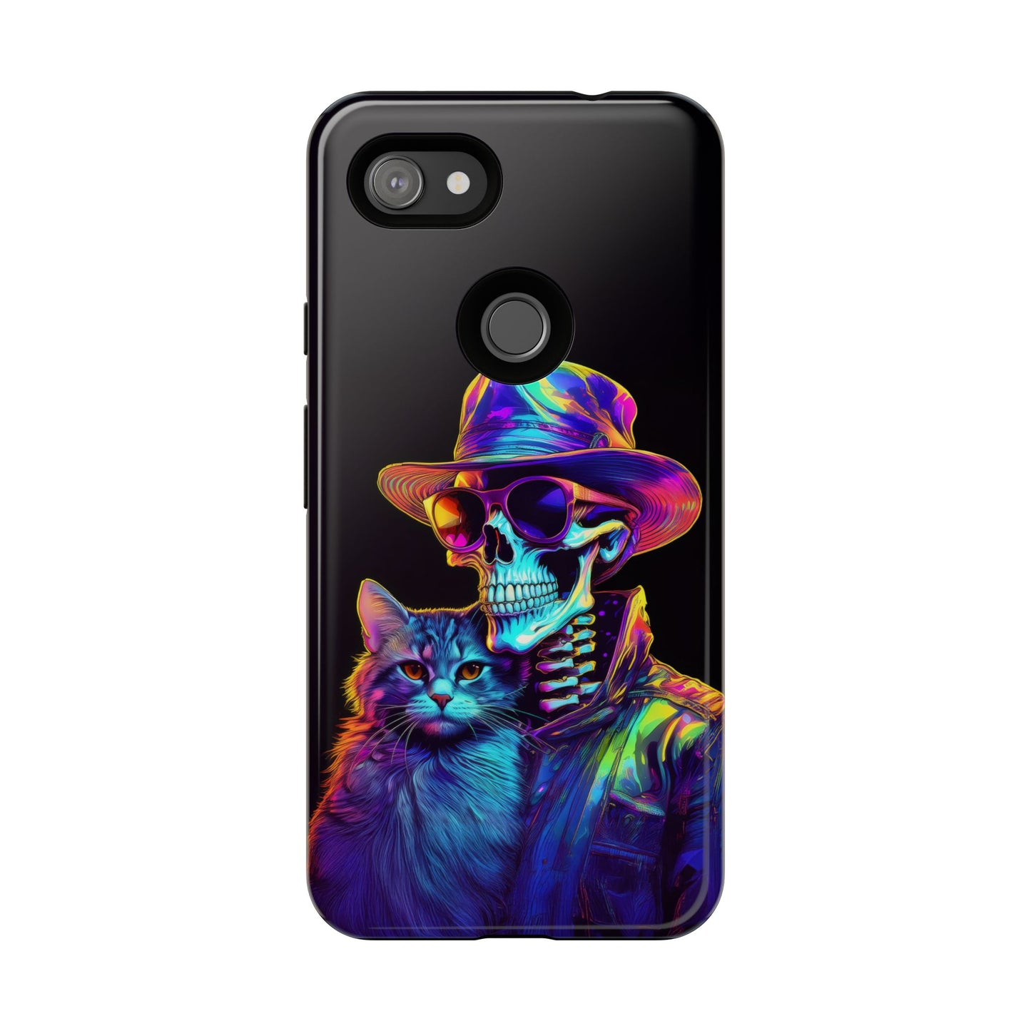 Skeleton holding a Cat Cell Phone Case 002