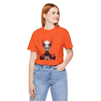 Fierce Devil Woman Halloween Shirt – Seductive Demon Graphic Tee for Bold Halloween Style
