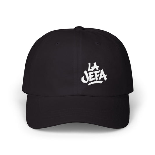 La Jefa Embroidered Classic Dad Hat – Bold Latina Boss Hat for Confident Women, Statement Streetwear, and Jefa Energy. White Letters