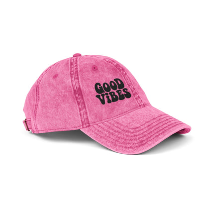 Good Vibes Vintage Hat – Embroidered Retro Text Hat for Positive Vibes, Chill Style, and Everyday Feel-Good Energy