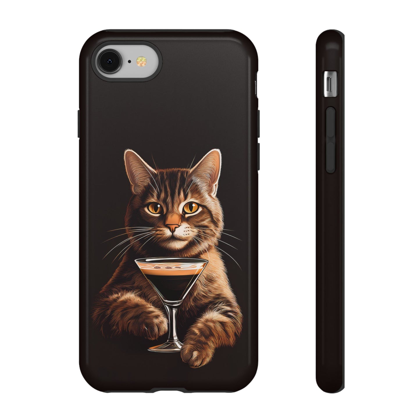 Sophisticated Cat with Espresso Martini Cell Phone Case 001