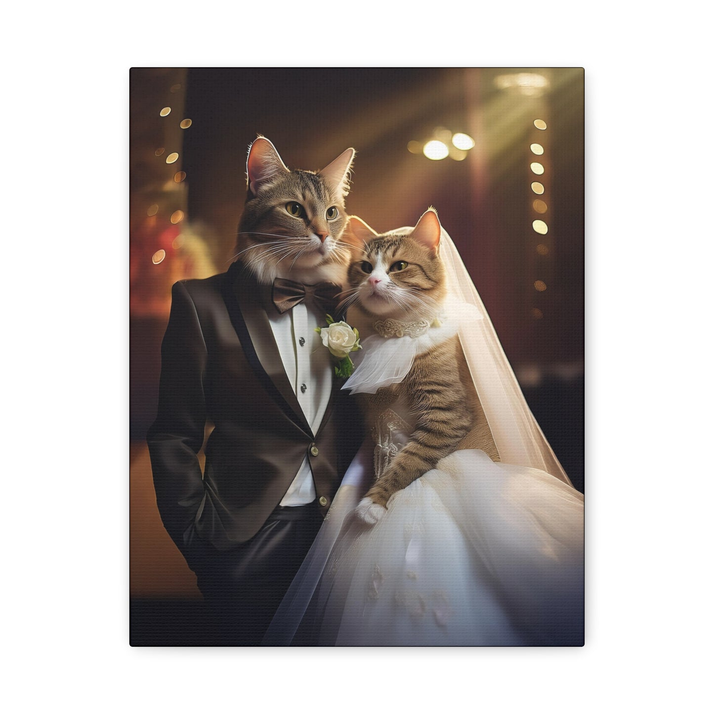 Cat Wedding Day Canvas Art | Stretched Matte Wall Decor 002