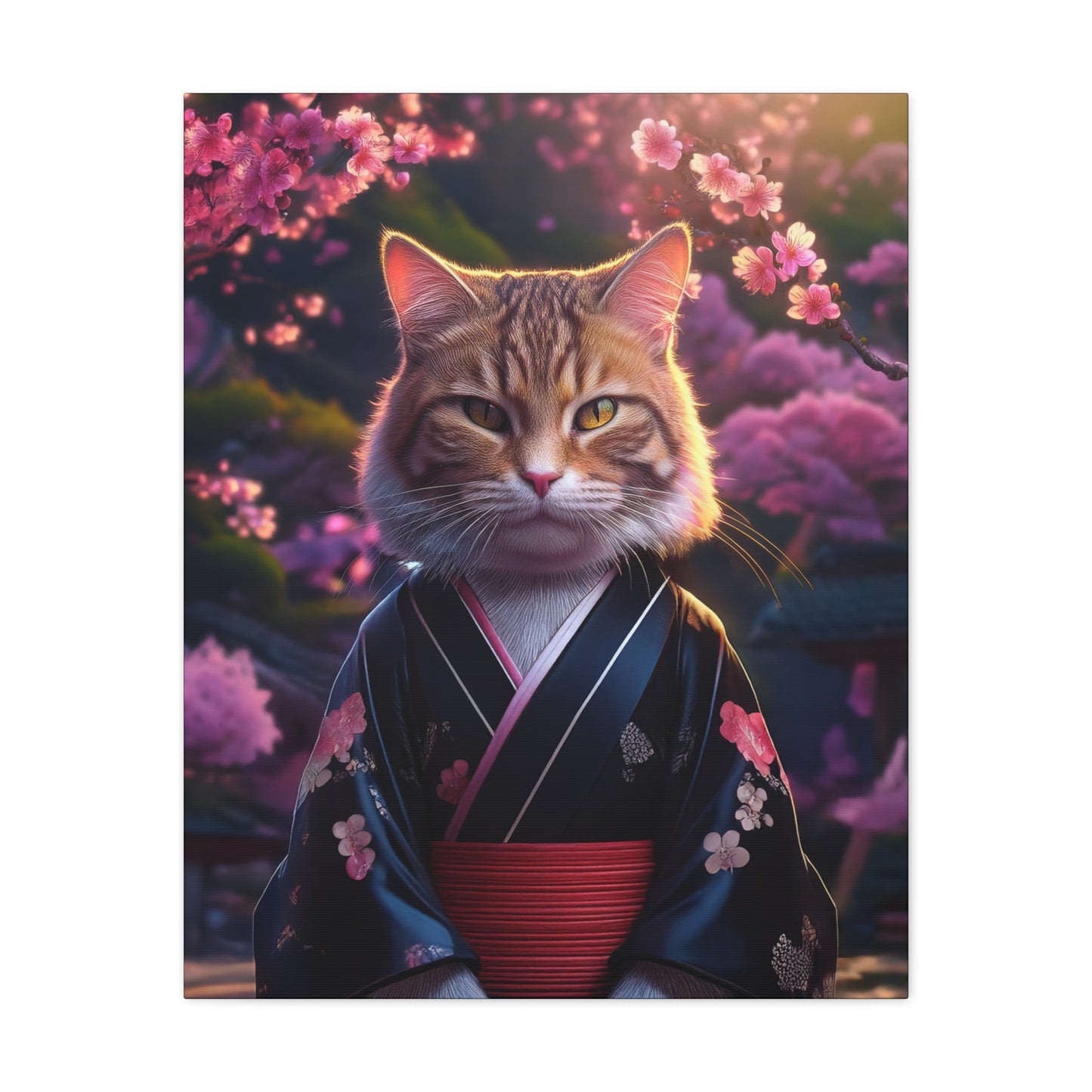 Cat Geisha Canvas Art | Stretched Matte Wall Decor 001