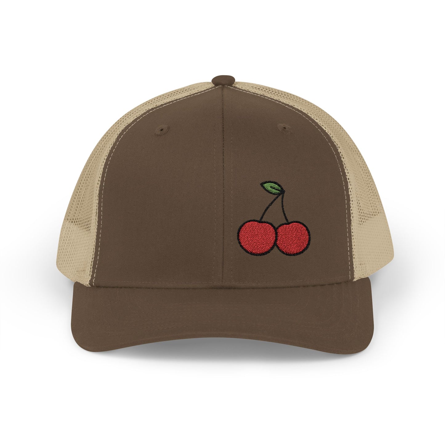 Cherries Trucker Hat – Embroidered Red Fruit Hat with Bold Minimalist Design and Flirty Style