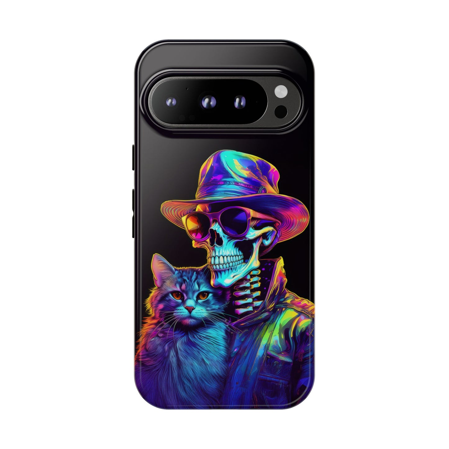 Skeleton holding a Cat Cell Phone Case 002