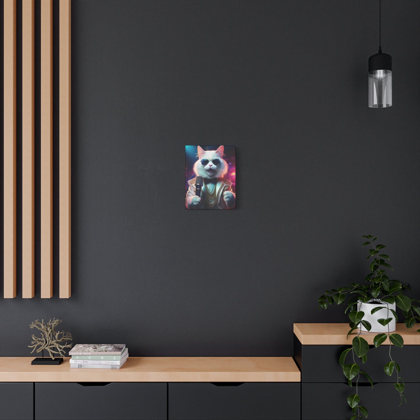 Purr-fectly Cool Lounge Cat Canvas Art | Stretched Matte Wall Decor 002