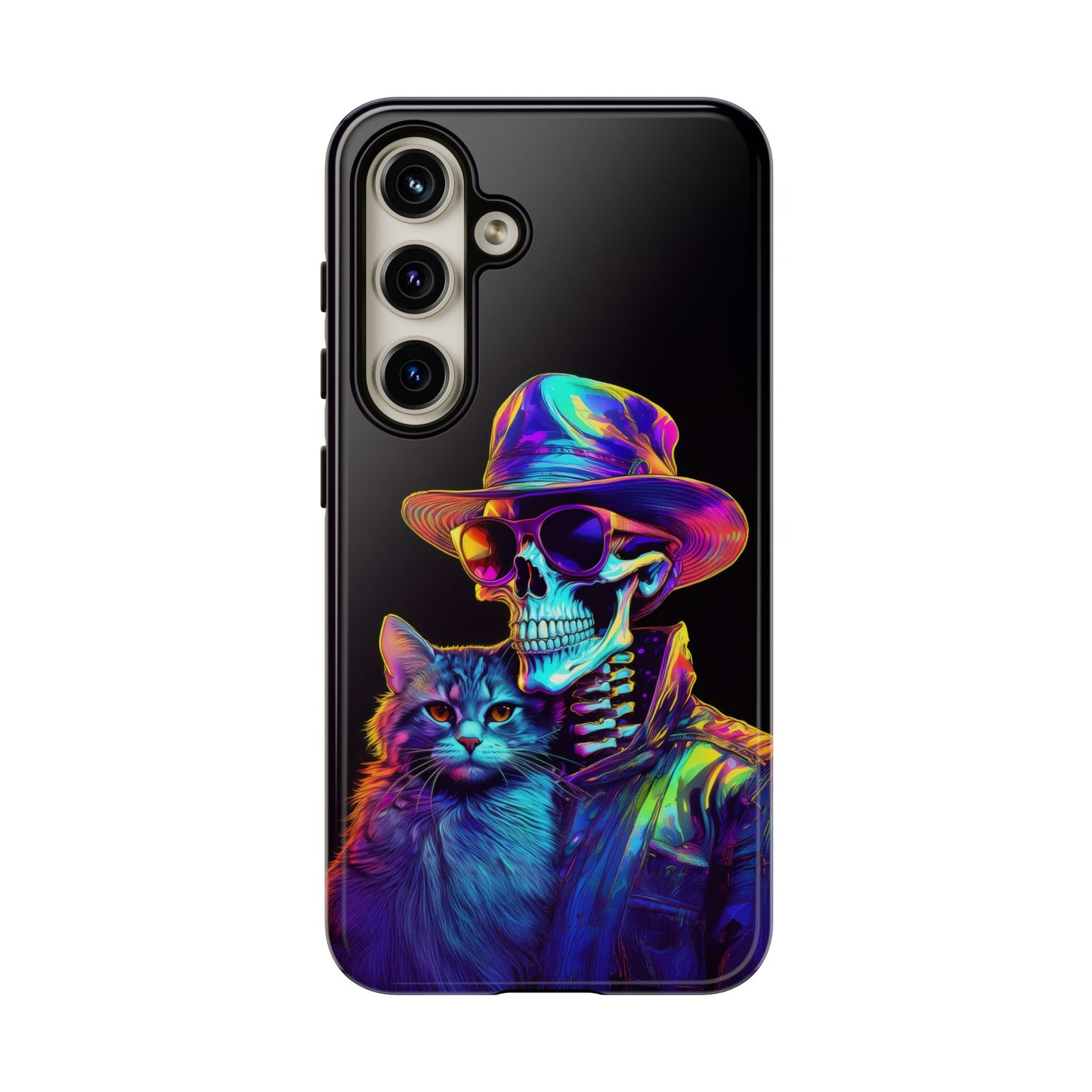 Skeleton holding a Cat Cell Phone Case 002