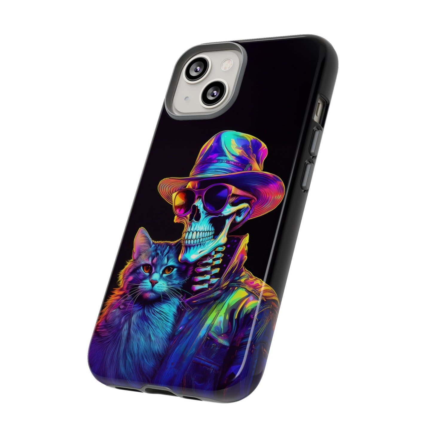 Skeleton holding a Cat Cell Phone Case 002