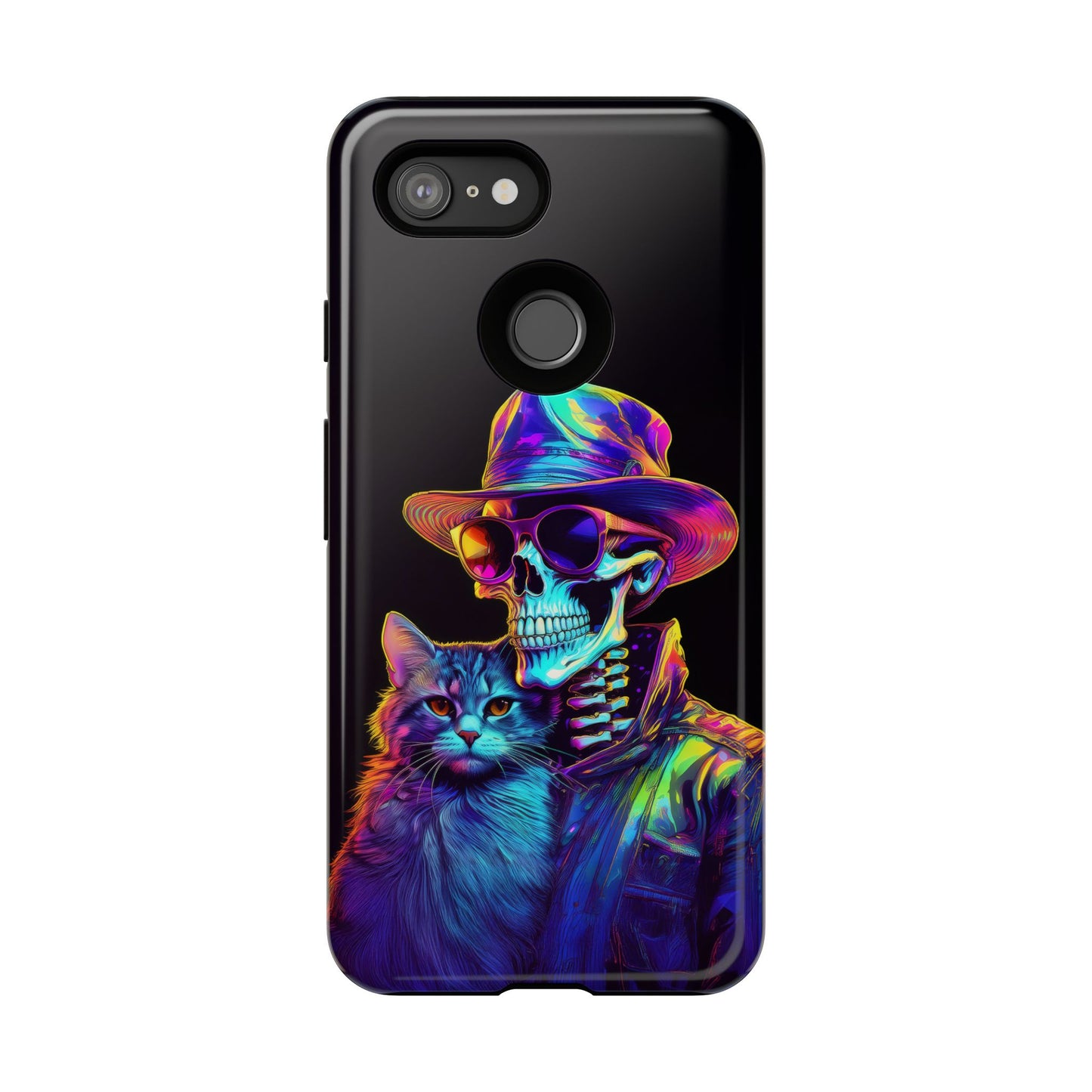 Skeleton holding a Cat Cell Phone Case 002