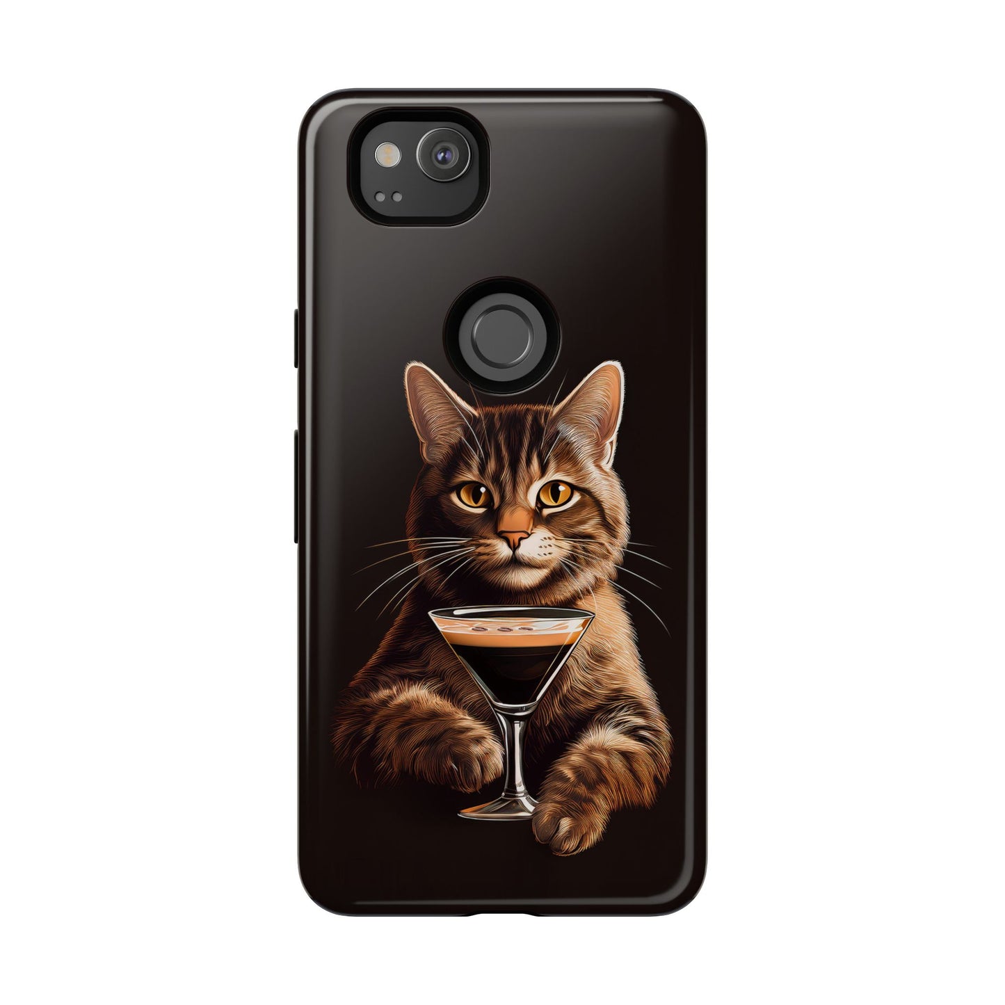 Sophisticated Cat with Espresso Martini Cell Phone Case 001