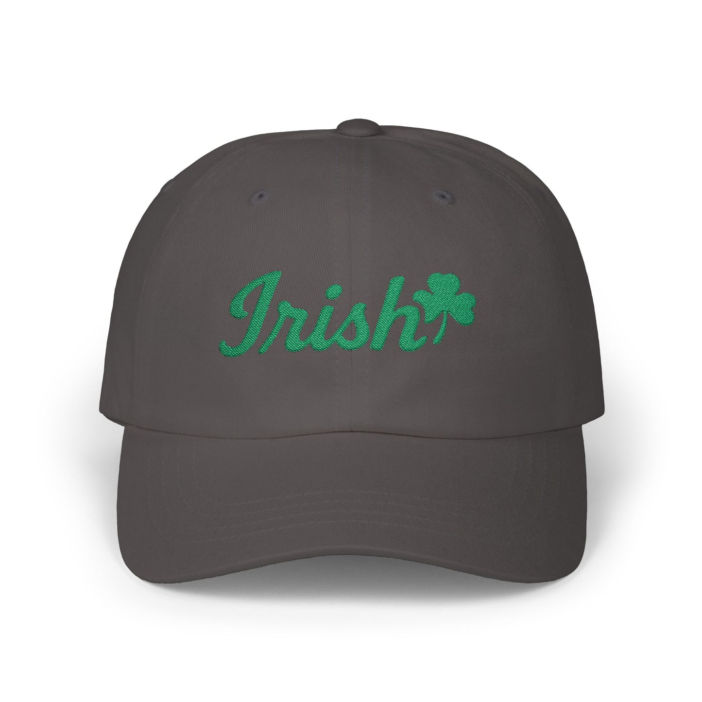 Irish Embroidered Classic Dad Hat – Green Shamrock Baseball Hat with Script Text for St. Patrick’s Day, Irish Pride, and Everyday Luck