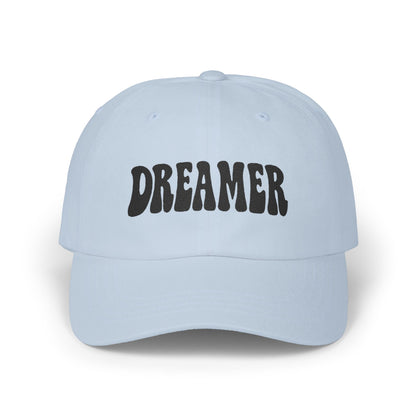 Dreamer Classic Dad Hat – Embroidered Minimalist Script Hat for Visionaries, Creatives, and Chill Daydreamers. Black Letters