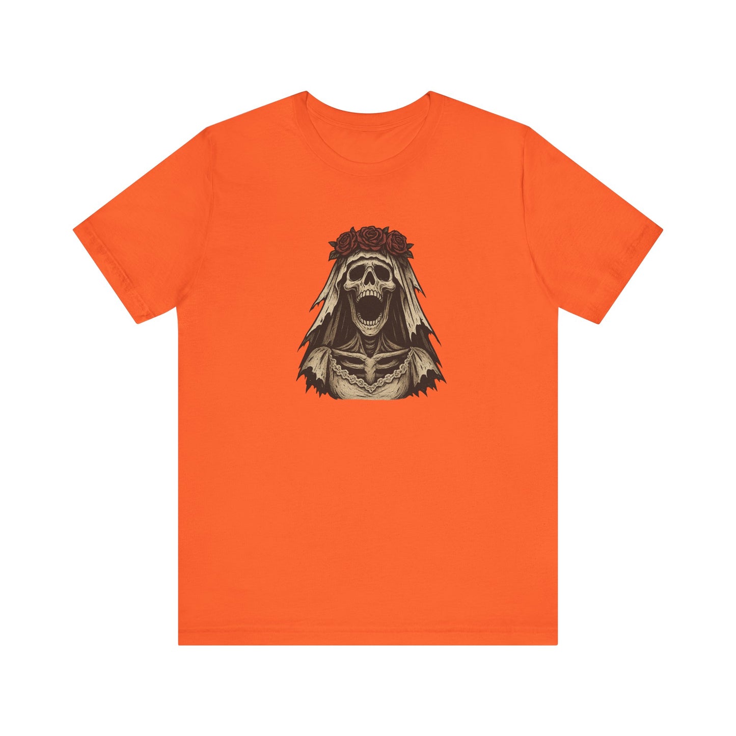 Screaming Skeleton Bride Halloween Shirt – Gothic Undead Bride Graphic Tee for Spooky Season Horror Fans