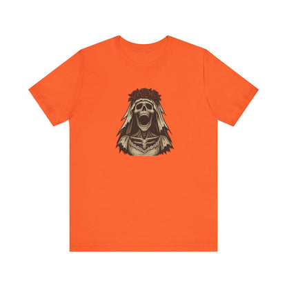 Screaming Skeleton Bride Halloween Shirt – Gothic Undead Bride Graphic Tee for Spooky Season Horror Fans