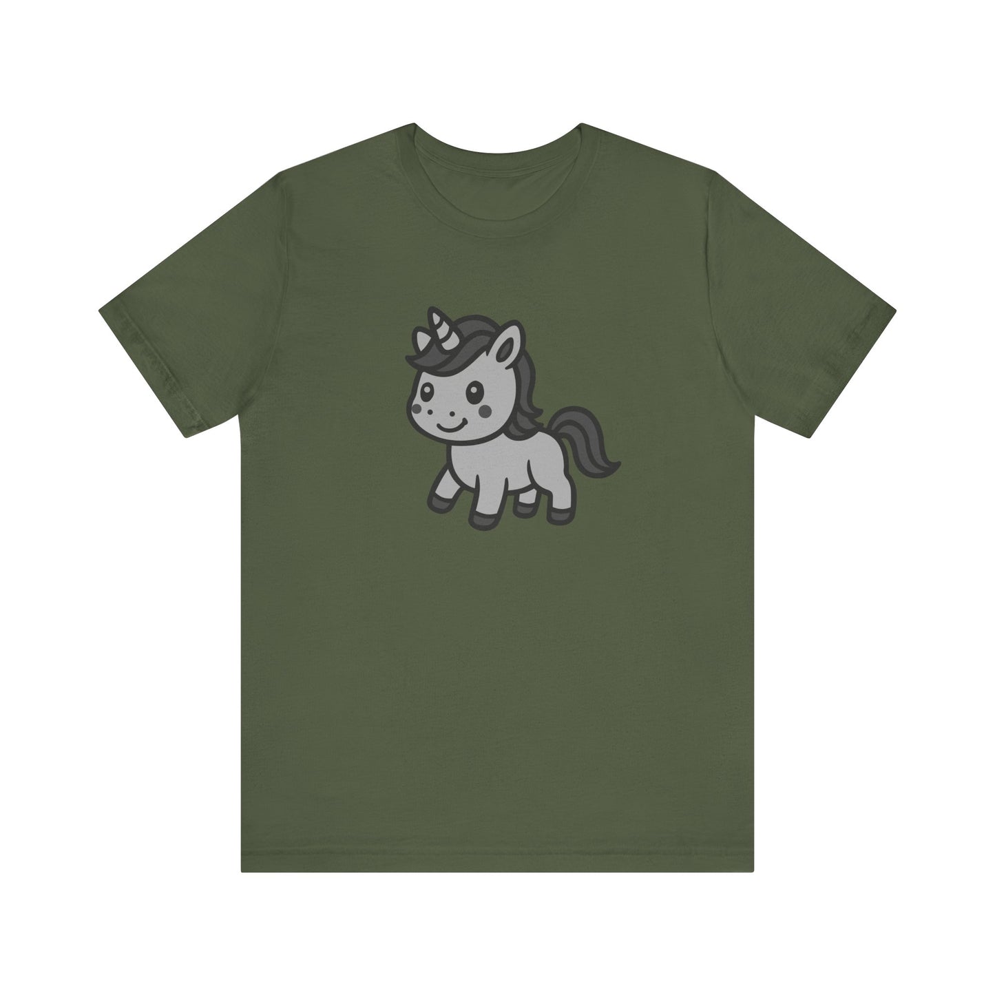 Cute Unicorn Graphic Tee Dark Theme – Kawaii Vector Design with Whimsical Charm