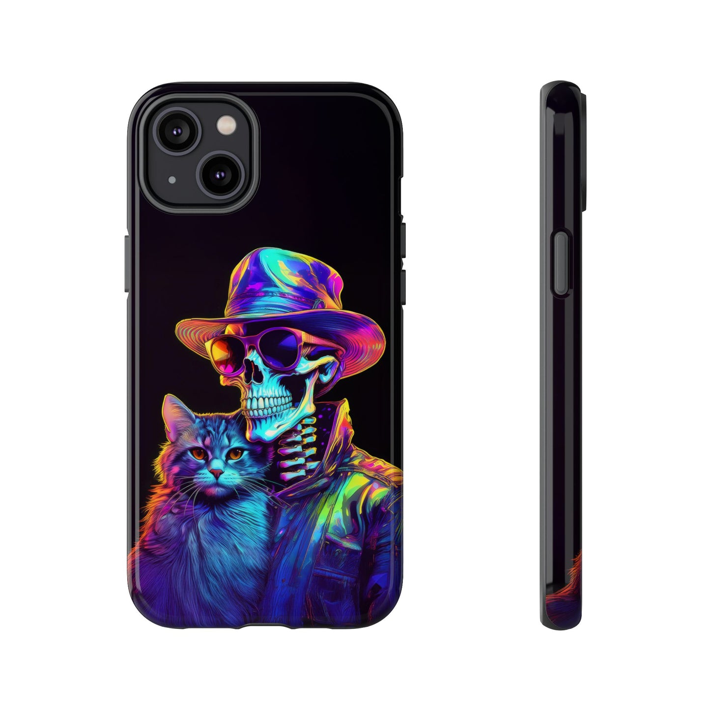 Skeleton holding a Cat Cell Phone Case 002