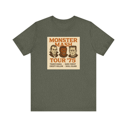 Monster Mash Tour '75 Halloween Shirt – Vintage Horror Band Tee Featuring Dracula, Wolfman, Frankenstein