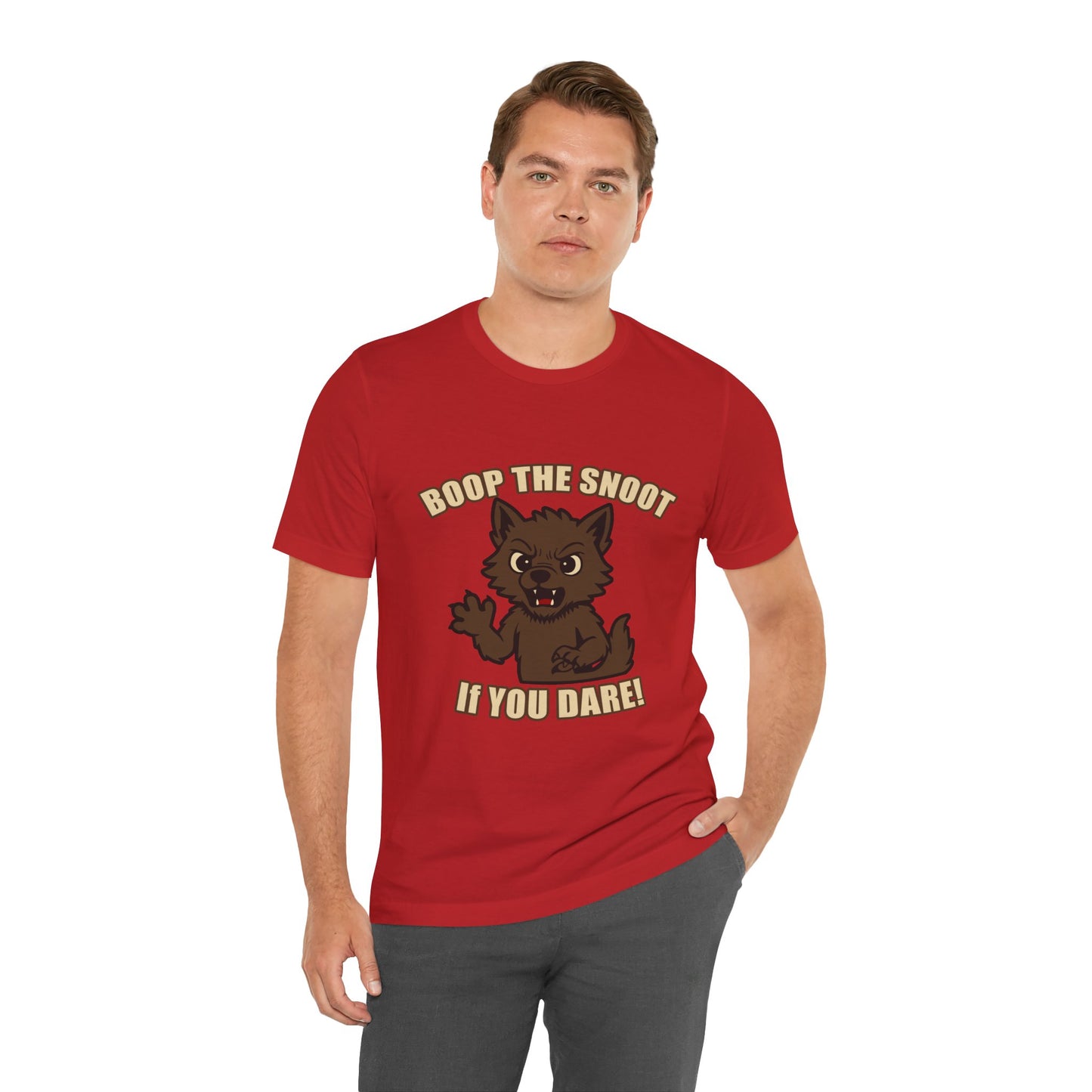 Boop the Snoot If You Dare Halloween Shirt – Funny Werewolf Halloween Graphic Unisex Jersey Short Sleeve Tee for Dog Lovers.