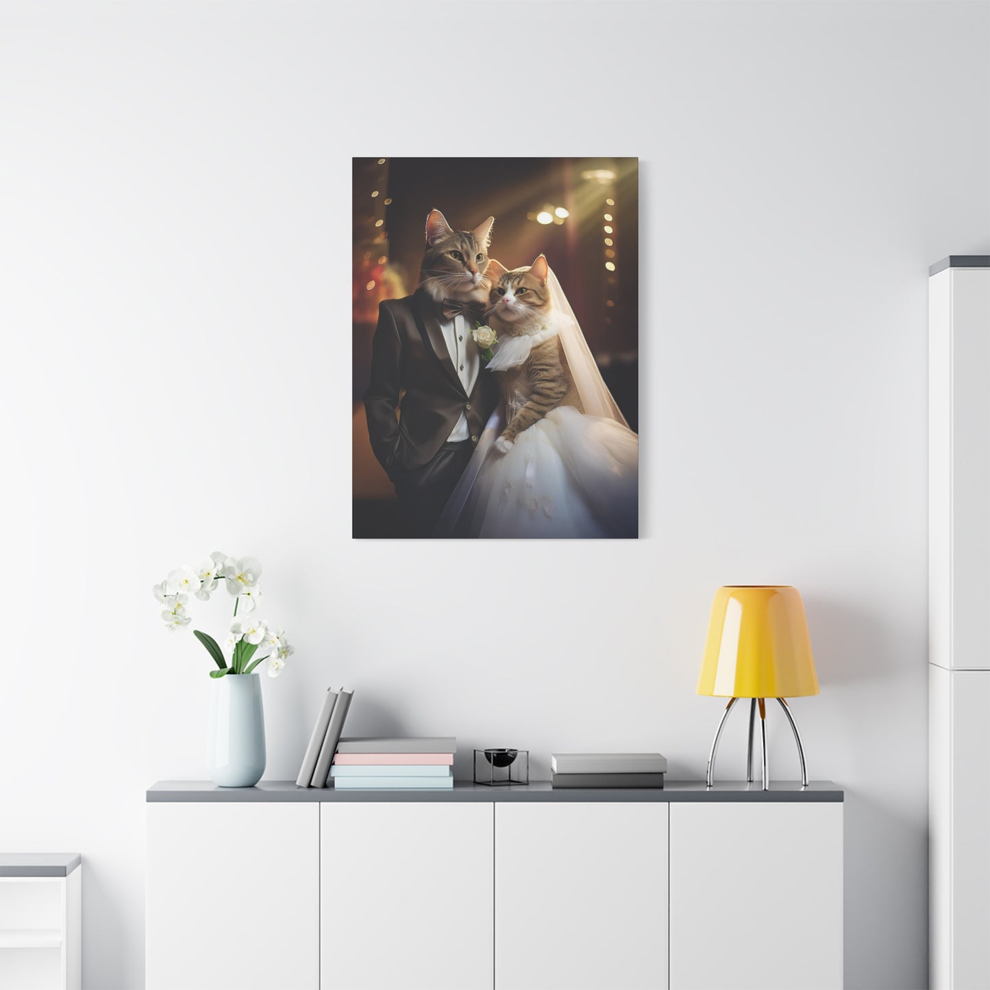 Cat Wedding Day Canvas Art | Stretched Matte Wall Decor 002